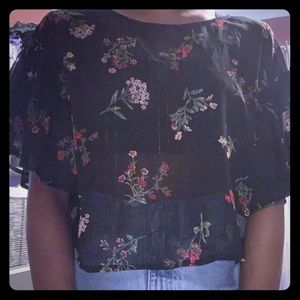 Forever21 sheer floral print shirt